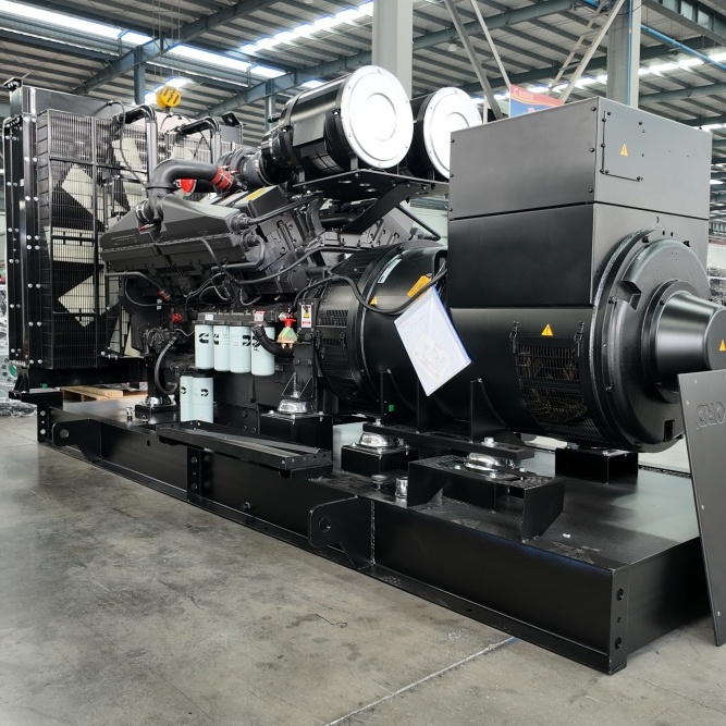 Industrial open type diesel generator set on heavy duty steel chassis